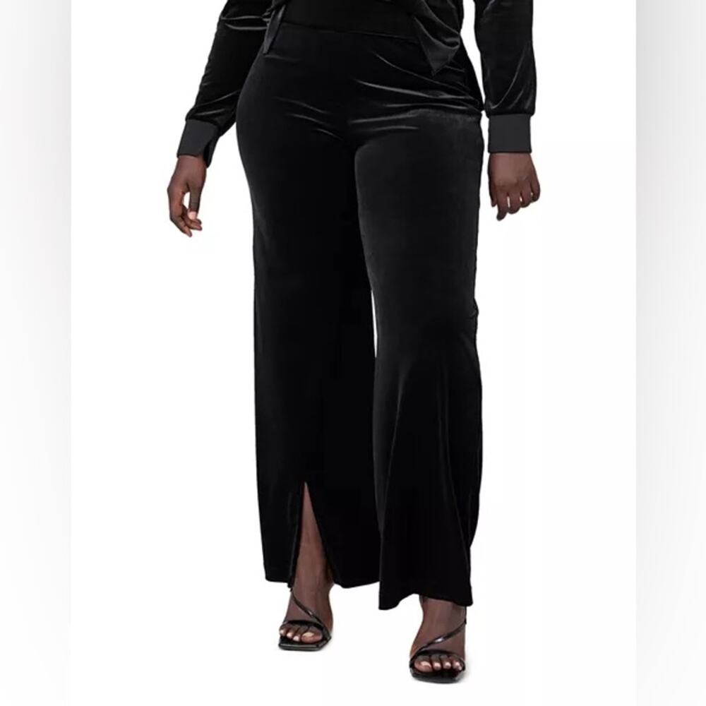 Spanx Black Velvet Pants With Front Slits Size 3xl T5 View 2